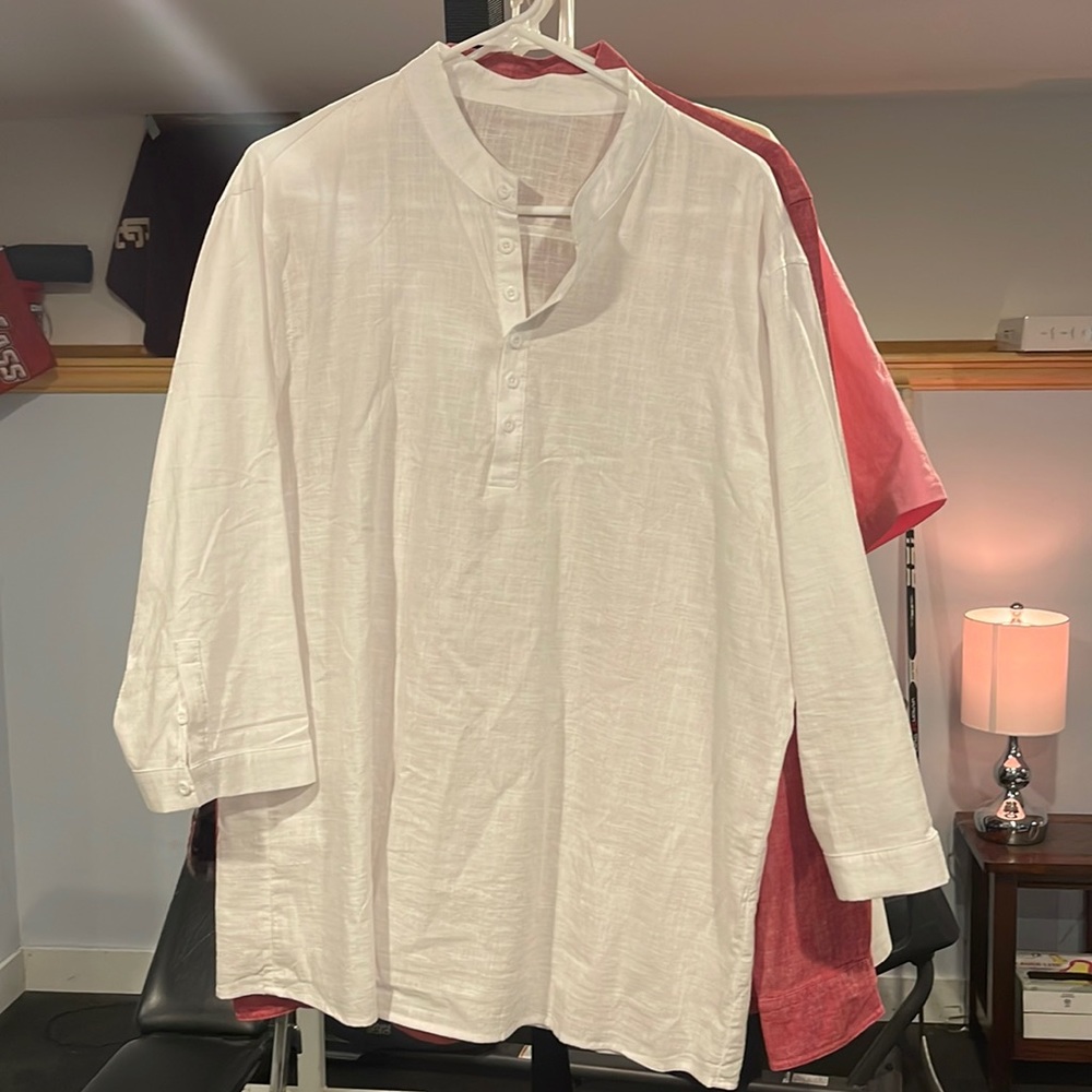 Karlywindow Mens Linen Henley Shirt Long Sleeve Cotton Beach Yoga Loose Fit